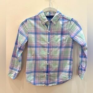 Janie And Jack Boys Size 6 Dress Shirt Long Sleeved Pink Green Blue Collared